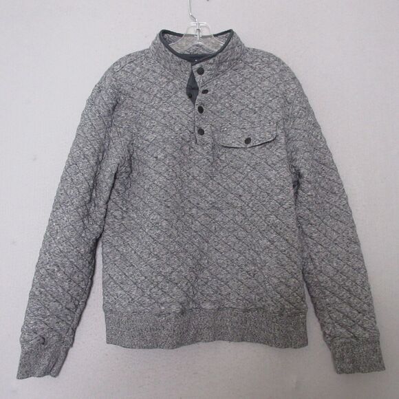 Faherty Other - Faherty Epic Pullover Men Large Gray Quilted Snap Neck Fleece Sweatshirt